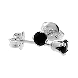 Sterling Silver Cubic Zirconia Black Earrings Studs 3 mm Black 1/4 carat/pair