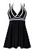 crazycatz Womens Halter Neck Cutout Back Black Swimdress and Shorts
