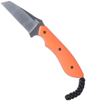 CRKT S.P.I.T. Fixed Blade Knife: Inverted Tanto Plain Edge Blade, Polished G10 Handle w/Sheath 2399, Black, Orange