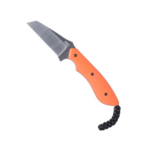 CRKT S.P.I.T. Fixed Blade Knife: Inverted Tanto Plain Edge Blade, Polished G10 Handle w/Sheath 2399, Black, Orange