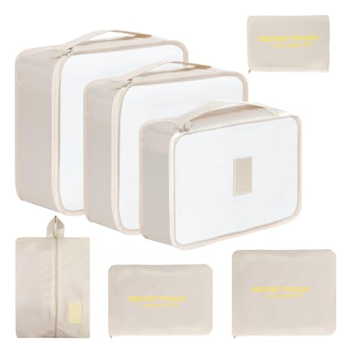 Romon Organizer Valigia Viaggio, 7 Pezzi Organizzatore Valigia Packing Cube Set Viaggio Organizer per i Vestiti, Cosmetici, Scarpe, Intimo
