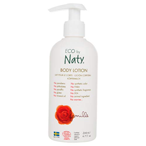 Eco by Naty, Bodylotion, 100% ecologische plantaardige extracten met 0% parfum, hypoallergeen en dermatologisch getest, 200 ml fles
