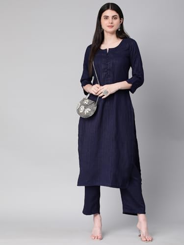 Image of Hritika Self Design Viscose Rayon Kurta & Trousers Set (HRKB0048)