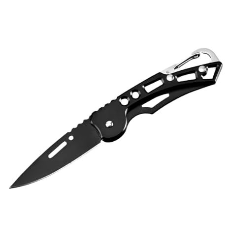 Image of Foldable Pocket Knife with Carabiner Clip - 6 Inch Carbon Steel Manual Folding Blade for Kitchen, Camping, Travel and Office Use | Multipurpose Box Opener Utility Knife