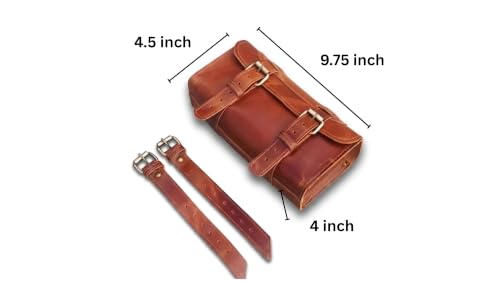 Bolsa de herramientas para motocicleta M RUFOUS en cuero marrón claro: alforja de cuero de búfalo miniatura 6
