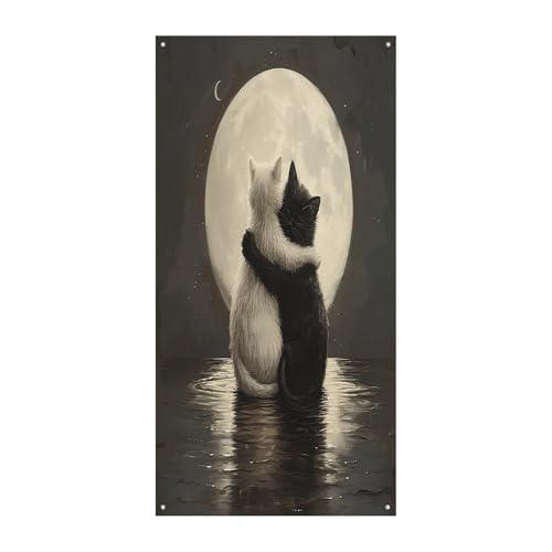 Bannière de porte chat câlin apporte de la joie et de la douceur dès votre entrée