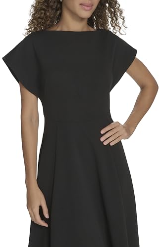 Image of Calvin Klein Scuba Crepe Boat Neck Midi