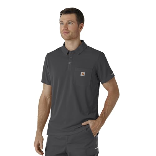 Carhartt Rugged RSCU Mens Lightweight Short Sleeve Polo Scrub Top, Pewter - image 3