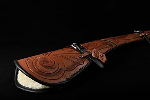Hulara_ Western Genuine Leather Rifle Scabbard Hand Tooled Gun Case Shotgun Barrel Sleeve Hardcase Saddle… (Brown) #TOP4