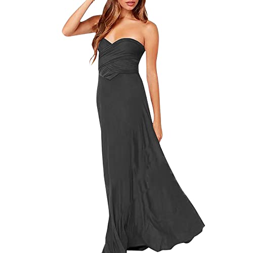 Damen Multiway Kleid Abendkleid Lang Maxikleid Sexy Elgant V-Ausschnitt Rückenfrei Neckholder Schulterfrei Bandage Lange Abendkleider für Festlich...