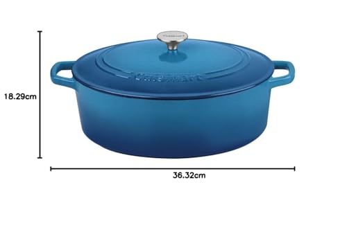 Image of Cuisinart Chef's Classic Enameled Cast Iron Dutch Oven with Lid, Porcelain Enameled Interior, Oven Safe, Induction Compatible, 7-Quart, Oval, Gradient Blue