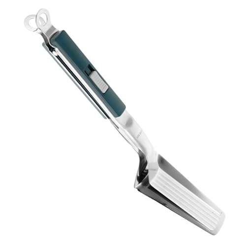GRIRIW Espátula para freír multifuncional de cocina. interrogatorio intenso espátula para asar inclinado y acero inoxidable pinzas de cocina pinzas espátula abdominales Green