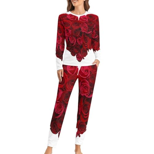 Pyjama femme roses rouges ensemble de nuit idéal pour offrir un cadeau