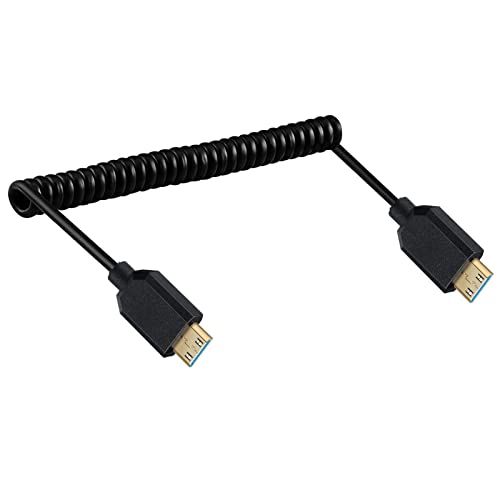 LOKEKE Coiled Mini HDMI Type C Cable 2.1, Gold-Plated Male to Male Cable Cord, 8K@60Hz 4K@120Hz