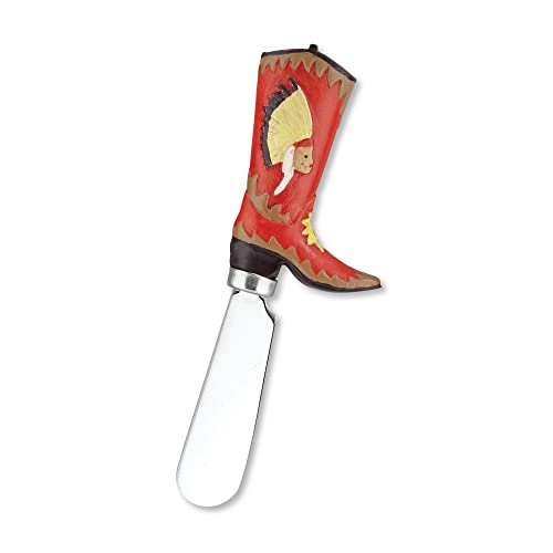 Supreme Housewares Western Cowboy Boot Cheese Spreaders, Hand-Painted Resin Handles with Stainless Steel Blades for Spreading Cream Cheese, Butter, and Jam, Assorted Designs, Set of 4