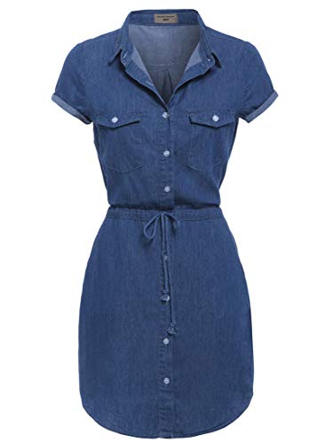 SS7 - Vestido - Vestido - Manga Larga - para Mujer Azul Azul Vaquero 42