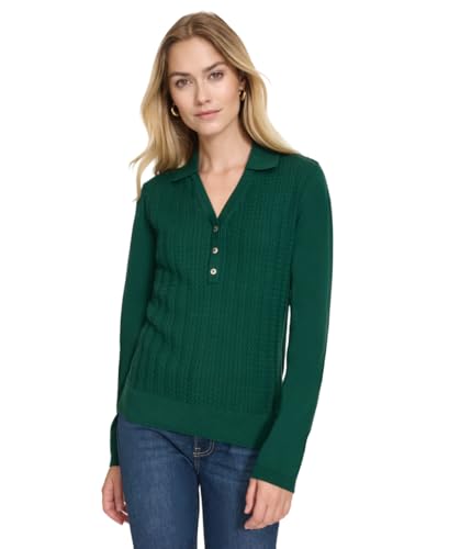 Image of Nautica Women's V-Neck Cable Polo Long Sleeve