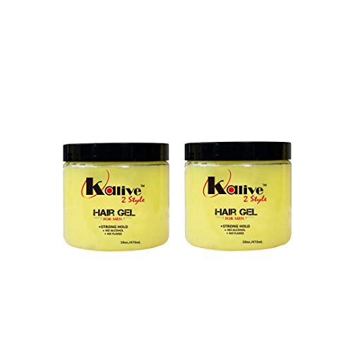 Kalive Hair Gel 16 oz 2 Pack Strong Hold Hair, Gel for Men with Light Shine and Refreshing Fragrance, Non-Flaking