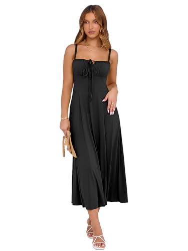 Image of YIOYOLA Corset Dress for Women Casual Tea Party Summer Wedding Guest Flowy Midi Sundress