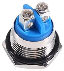 Générique Bouton Poussoir momentané Marche/arrêt klaxon Interrupteur SPST 12V 16mm Coque en métal de véhicule de Voiture