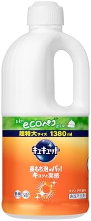 （20:30時点） キュキュット 【大容量】 食器用洗剤 長もち泡がパッ! キュッと実感! オレンジの香り 詰替え用 1380ｍｌ