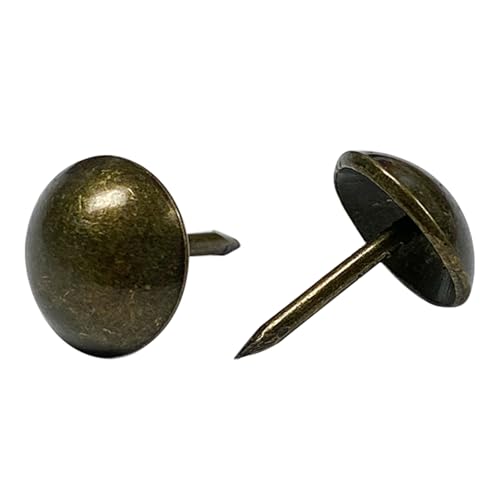 Maozaa Upholstery Tacks, 100pcs 7/16" Furniture Tacks, Antique Brass