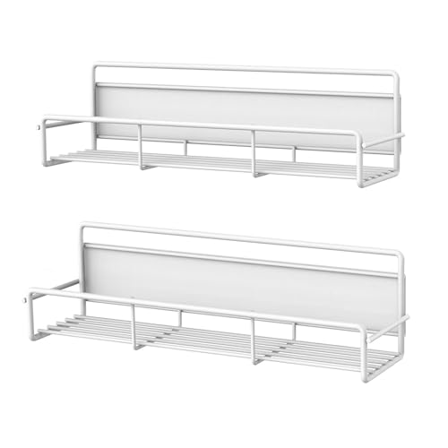 YFFSFDC 浴室用マグネットラック 2個セット | 強力磁石で5kg耐荷 | 防水・防錆設計 | キッチン・洗面所にも使える多機能収納棚（ホワイト）