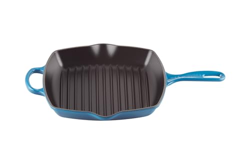 Le Creuset Enameled Cast Iron Signature Square Skillet Grill, 10.25', Marseille