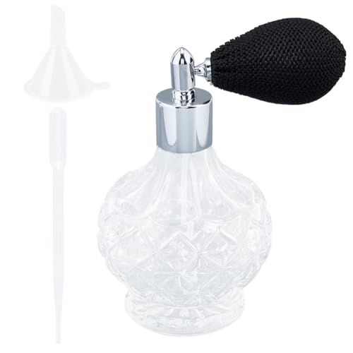 GORGECRAFT Flacon de Parfum Vintage en Cristal Transparent Rechargeable avec Pompe en Verre Vide Outil de Maquillage avec Entonnoir et Compte Gouttes pour Lotion et Huile GORGECRAFT Flacon de Parfum Vintage en Cristal Transparent Rechargeable avec Pompe en Verre Vide Outil de Maquillage avec Entonnoir et Compte Gouttes pour Lotion et Huile