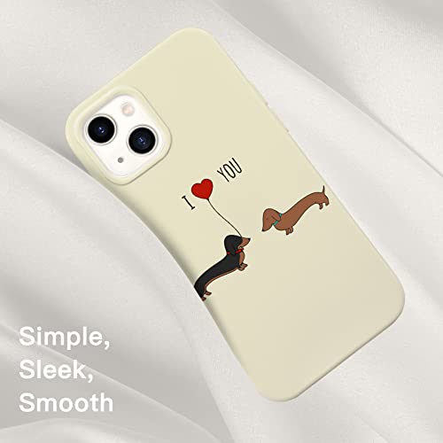Idocolors Couple Dog Phone Case for iPhone 14 Pro Max,White Animal Liquid Silicone Dachshund Dog Pattern Cases,Cartoon Soft Gel Rubber Full-Body Protective Microfiber Lining Shockproof Cover - image 7