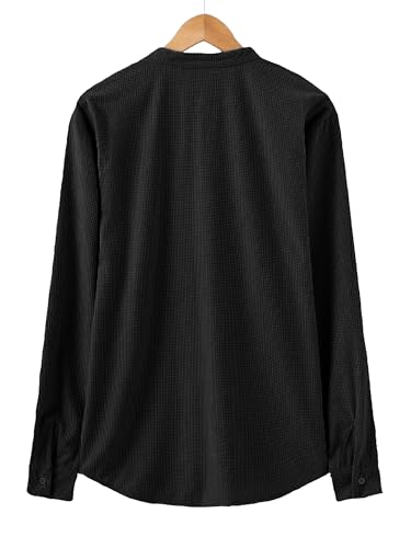 Image of Noble Monk Men Polycotton Solid Regular Shirt || Casual Plain Stylish Shirt for Man || Full Sleeve Band Collar Shirts for Men || Casual Wear for Man