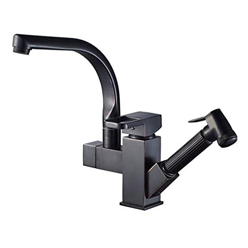 Grifos de fregadero, caño giratorio de 360°, grifo mezclador de fregadero negro con cabezal de rociador de bidé extraíble, grifo de latón grifo de cocina (color: regular) necesitado