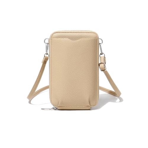 Moda Borse a Tracolla Donna Piccola Borsa per Cellulare con 8 Fessure per Carte PU Mini Portafogli a Spalla Albicocca