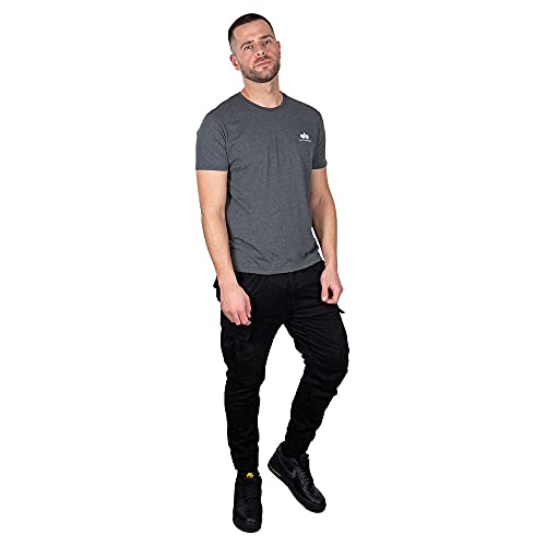 Alpha Industries Basic T Small Logo T-Shirt für Herren Charcoal Heather/White – Ansicht 3