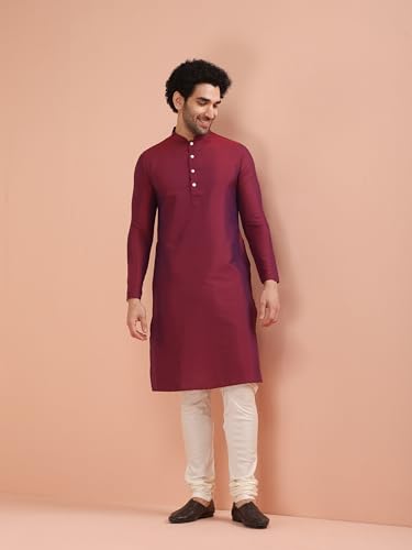 Image of KISAH Men Kurta Waistcoat Churidar Set