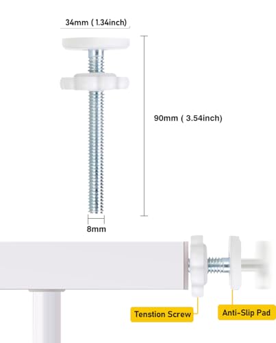 Image of 4 Pack Baby Gate Threaded Spindle Rod 10MM, Replacement Screw Bolts Hardware Parts Kit for Pet & Dog Pressure Mounted Safety Door & Stair Gates (a White)