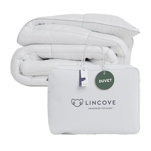 Lincove European Down Comforter Full Size - Breathable, Ultra-Soft & Fluffy Comforter Filled with 100% Natural White Down, Luxury Hotel Collection All Season Duvet Insert with Corner Tabs