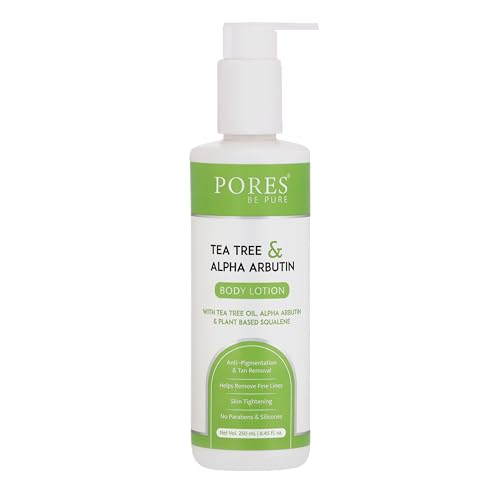 Image of PORES Be Pure Body Lotion with Tea Tree Oil, Alpha Arbutin & Plant-Based Squalane | Anti-Pigmentation & Tan Removal Moisturizer | Helps Reduce Fine Lines & Promotes Skin Tightening | No Parabens & Silicone - For All Skin Types ( 250 ml )