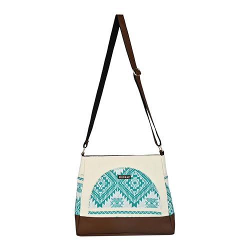 Image of ENSAC Women's Premium Cotton /Full Sling Shoulder Bag | Ladies Purse Handbag | Special & Luxury Gift (SLING-U LEAF-DARK BROWN)