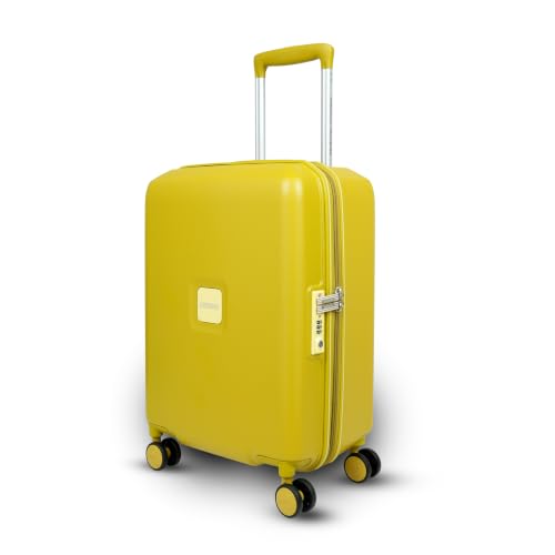 Image of American Tourister Zenrix | Cabin Trolley Bag (55 cm) | 360 8 Wheel Travel Luggage | Hard Case Polycarbonate Suitcase | Recessed TSA Lock | Yellow & Pale Yellow