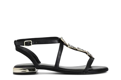 Sandale en cuir Cafè Noir C1XJ1955 avec strass triangle pour femme