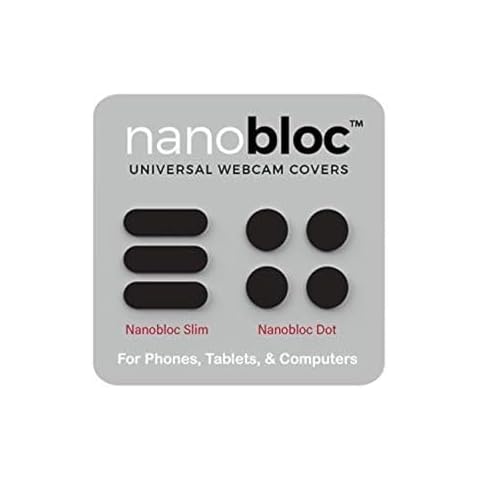 Eyebloc Nanobloc Universal Webcam Covers - Privacy Protection Accessory, No Residue Application, Safe Screen Closure - Dots and Bars, 7 Pieces - Black Cover
