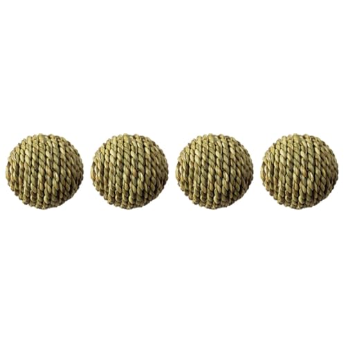 Toddmomy Lot de 4 Boules Tressées en Paille pour Animaux de Compagnie, Jouets pour Hamster et Perroquet, Stimulent l'exercice et Soulagent L'ennui en Cage