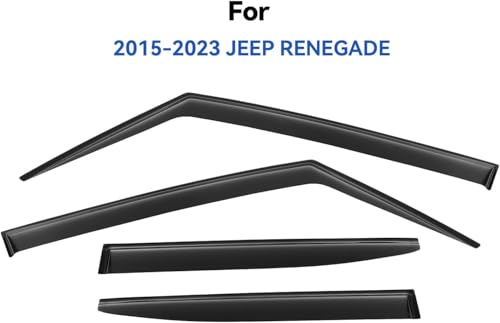 Image of Window Visors Rain Guards Shield for Jeep Renegade 2015-2024, Out-Channel Window Vent Wind Deflectors Visors Shades for 15-24 Renegade