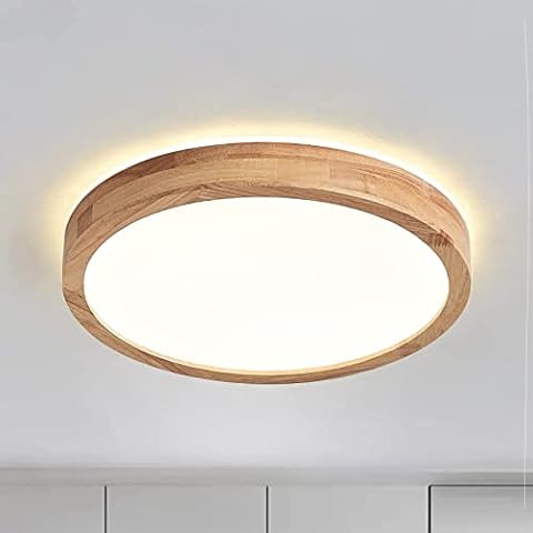 Holz LED Deckenleuchte | Top 360° Glühen Holz Deckenlampe Cover