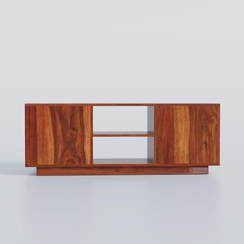 Image of DRIFTINGWOOD Medora Solid Sheesham Wood TV Unit | Wooden Sideboard Cabinet for Living Room | TV Stand with Storage | Rosewood Honey Finish