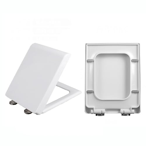 Brigtviee Square Tapa De Inodoro,Asiento De Inodoro En Forma Rectangular,Tapa WC De Cierre Suave con LiberacióN RáPida,Bisagra Ajustable,FáCil InstalacióN Y Limpieza,FijacióN Superior,06C