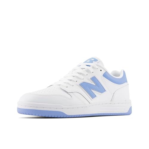 New Balance Men's 480 Sneaker, White/Team Carolina/Light Aluminum, 8