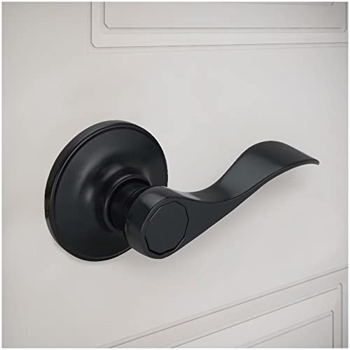 Image of Design House Springdale Passage Door Lever, Matte Black | Surface, Transitional, Brass, Hardware, 778894