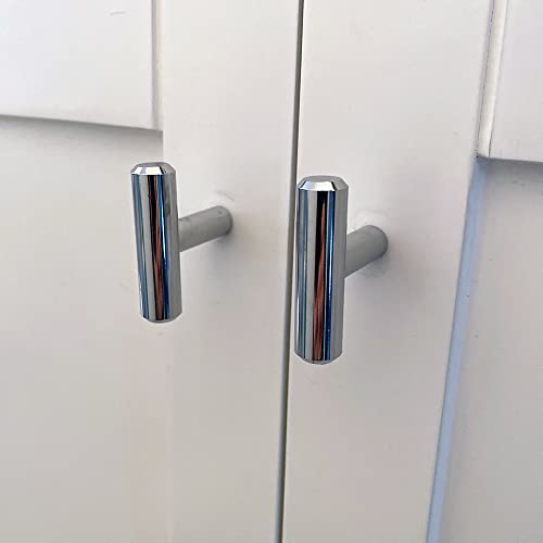 ALPINE HARDWARE Solid Stainless Steel Euro Bar Cabinet Handle Drawer Pull (1/2-inch Diameter), 1.75-inch Length TKnob, Chrome, 10-Pack